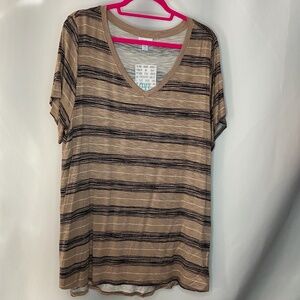 Tan & Black Striped Christy Tunic,  2XL, NWT